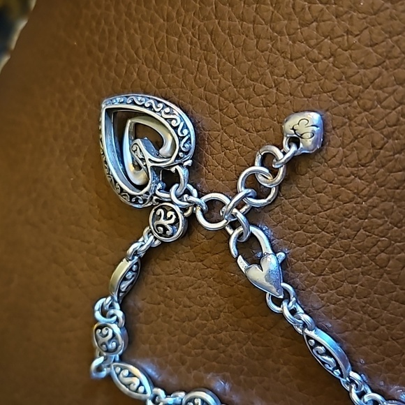 BRIGHTON Dainty Ellington Double Heart Charm Scroll Tennis Bracelet - Picture 6 of 6